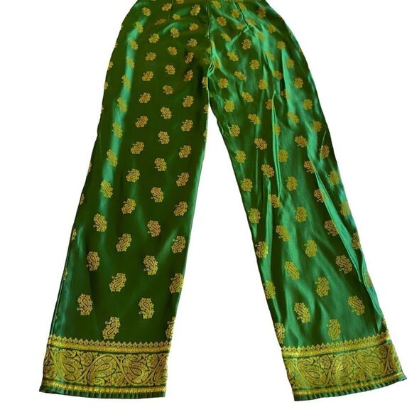 EUC Green and Gold Indian Print Pants - Picture 4 of 10